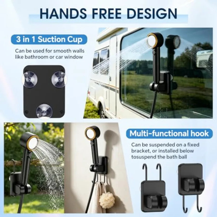 Portable Camping Shower with Rechargeable Battery and LED Display