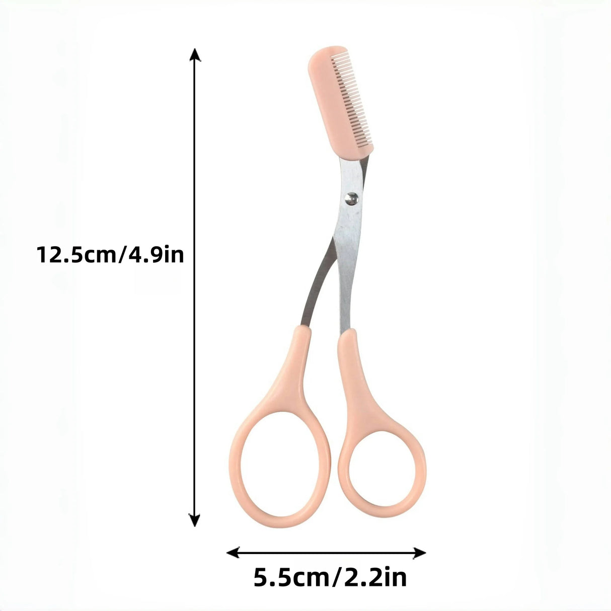 Pink Eyebrow Trimming Scissors with Comb - Stainless Steel Grooming Tool