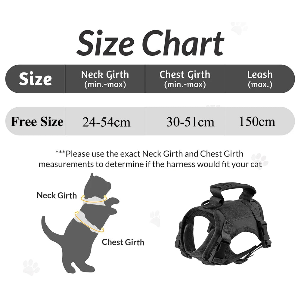 Tactical Cat Harness Adjustable Escape Proof Soft Mesh Vest for Walking