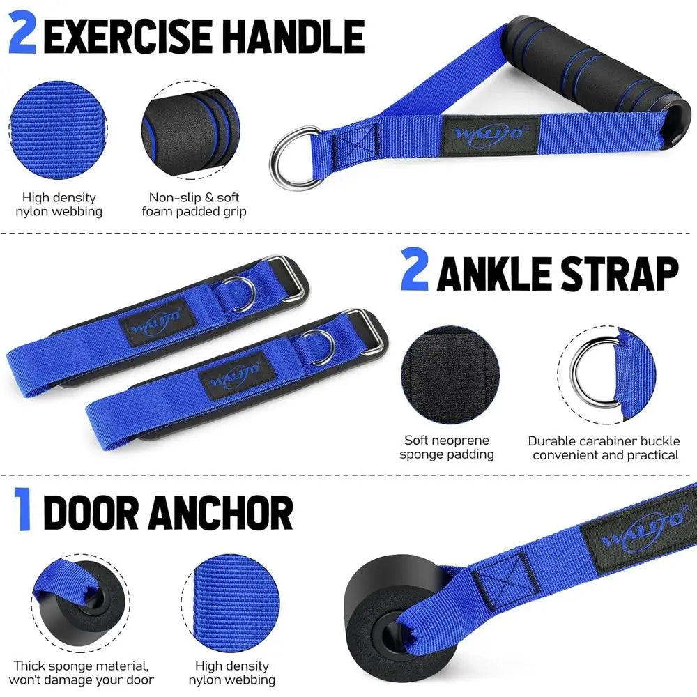 Exercise Bands Kit with Handles, Door Anchor, Ankle Straps for Fitness