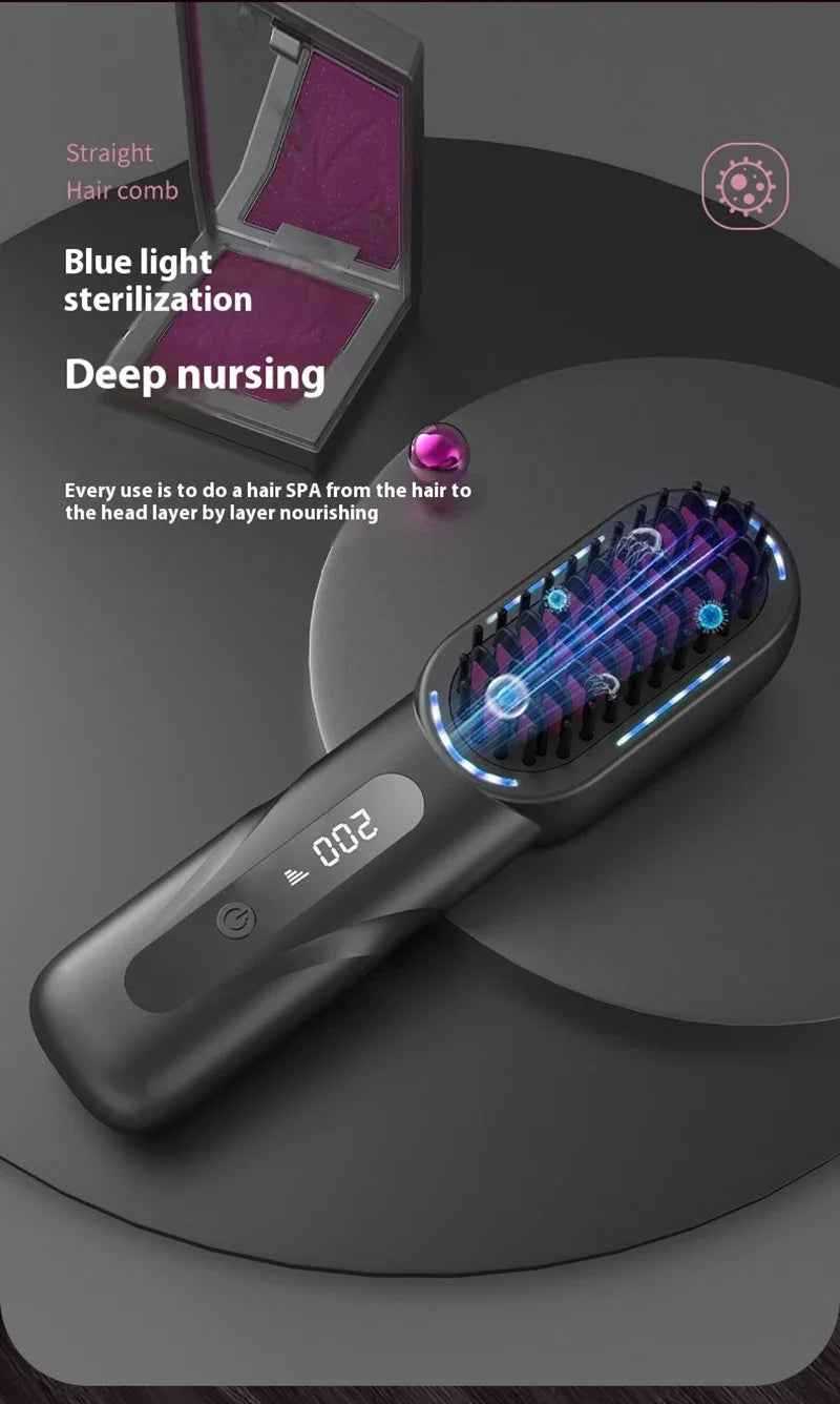 Wireless Hair Straightener Comb with Negative Ion Technology - Rechargeable