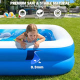 Inflatable Kids Swimming Pool with Sprinkler and Backrest, Blue & Yellow