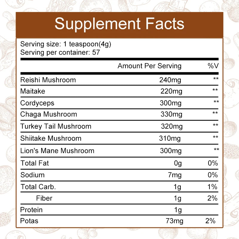 Lion's Mane Mushroom Coffee Blend 226g with Reishi and Cordyceps