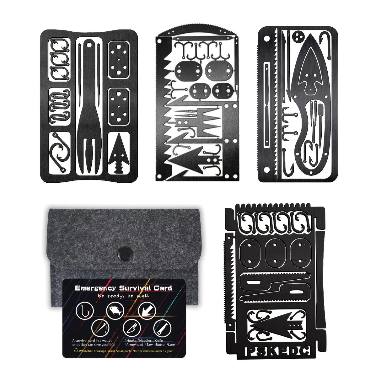Outdoor Stainless Steel Survival Tool Card for Fishing & Camping