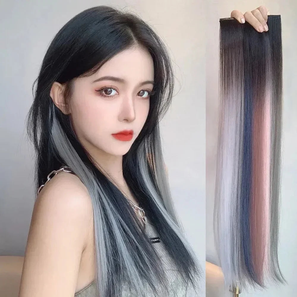 60cm Clip In Hair Extensions Synthetic Long Straight Hairpiece Accessories