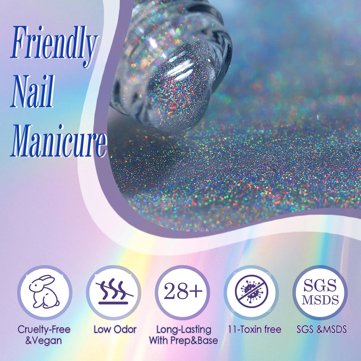 Holographic Glitter Cat Eye Gel Nail Polish 15ml - UV/LED Curable