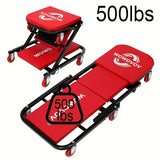 Heavy Duty Mechanic Creeper Seat with Wheels, 330lbs Capacity, Adjustable