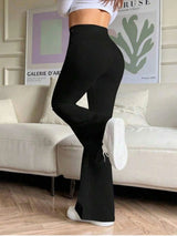 Women's Black High Waisted Flared Pants Stretchy Slimming Trousers 2026