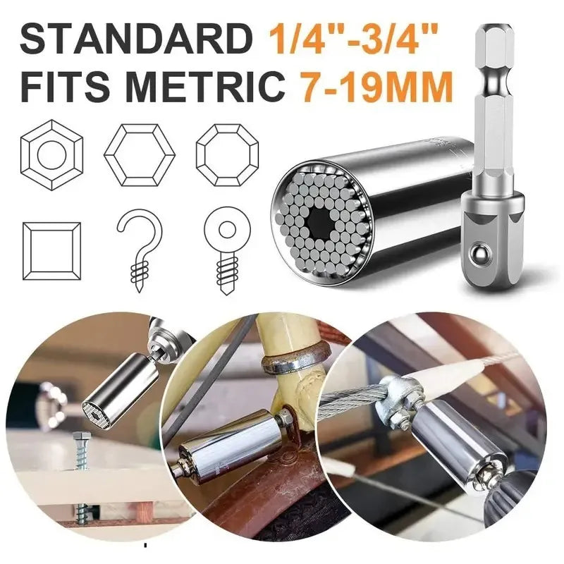 Universal Socket Wrench Set 7-19mm Power Drill Adapter Multi Tool