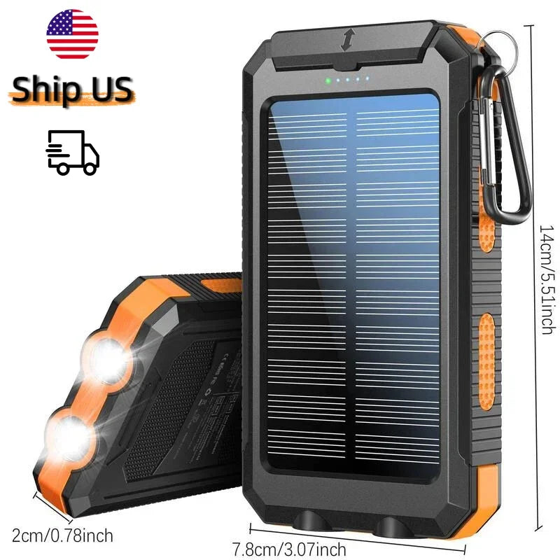 10000mAh Solar Power Bank with QC3.0 Fast Charge and Waterproof Design