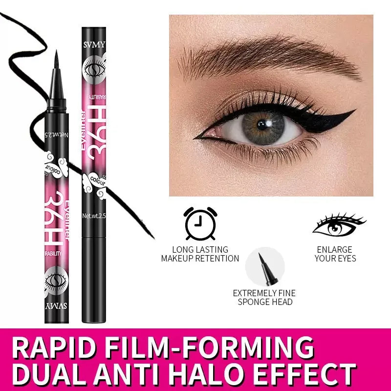 Black Liquid Eyeliner 12-Pack, Long-Lasting Waterproof Makeup Set