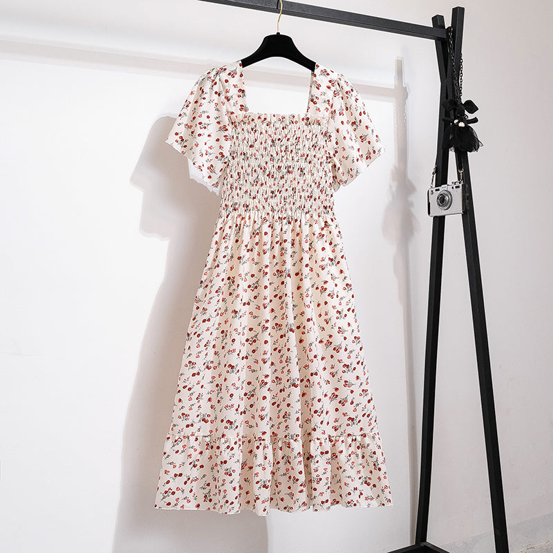 Chiffon Midi Dress for Women | Floral Print | Short Sleeve | Casual Wear