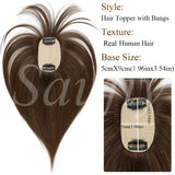 Human Hair Toppers for Women, 5x9cm Clip-in Hairpieces for Volume