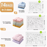 14Pcs Air Vacuum Bags with Rechargeable Pump for Clothes and Bedding