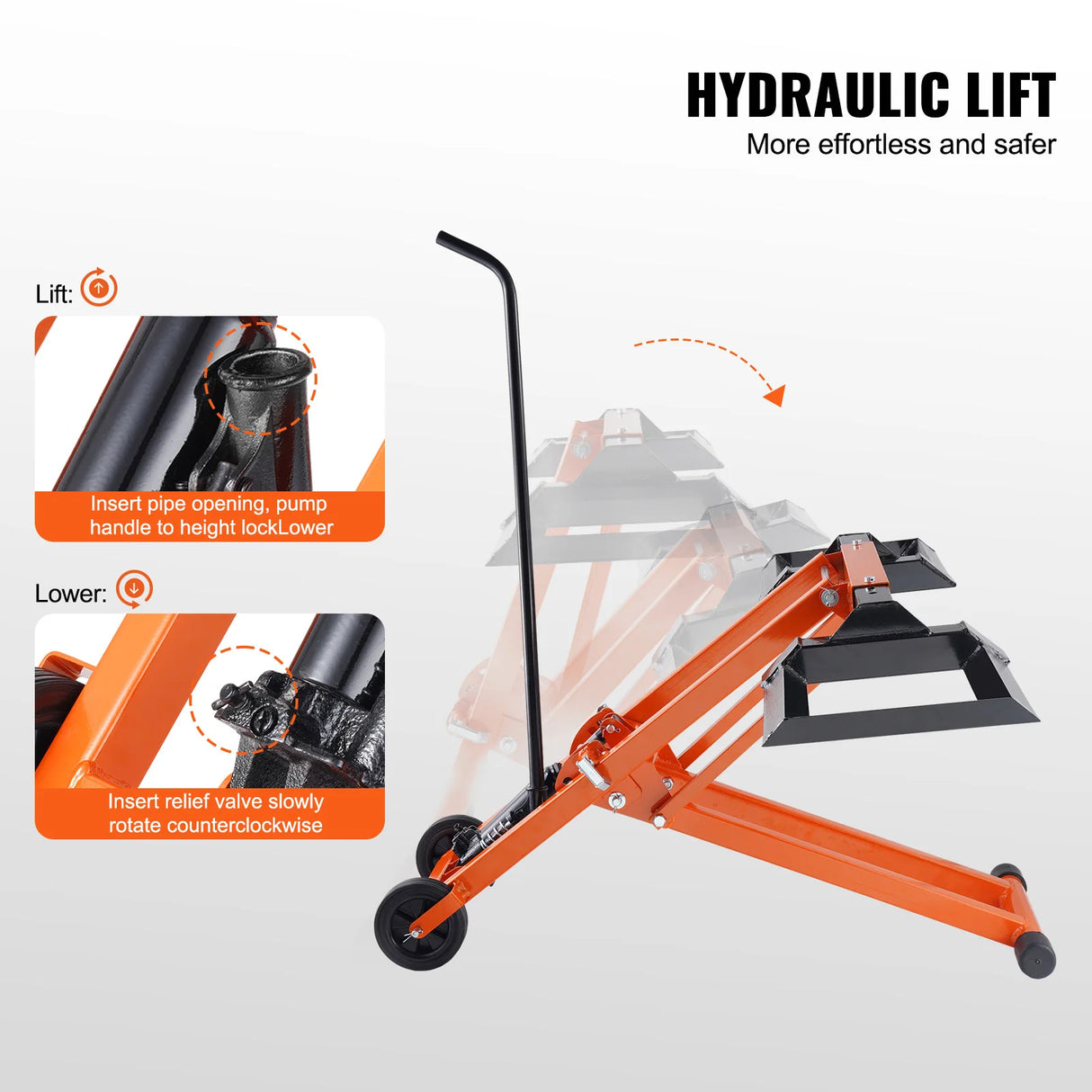 Lawn Mower Lift with Hydraulic Jack, 500/880 Lbs Adjustable Movable Lifter