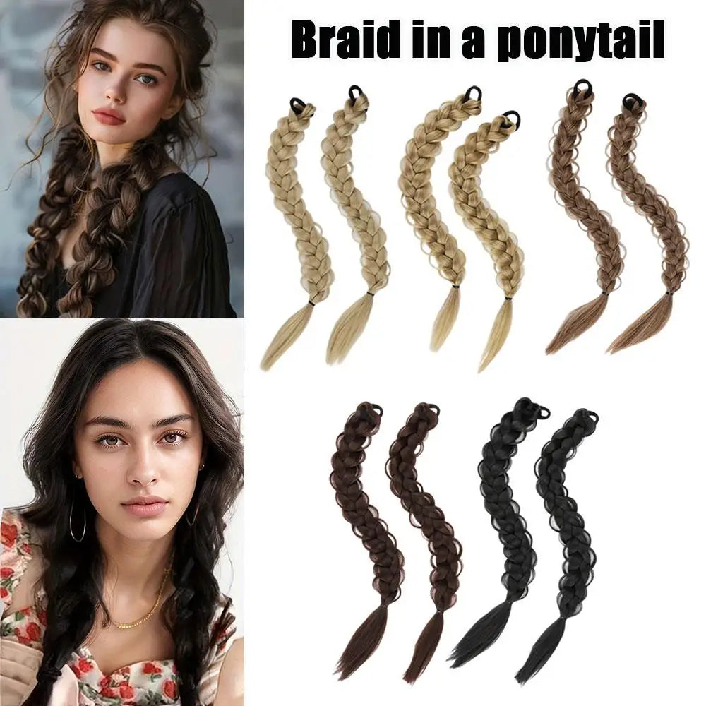 Braided Synthetic Hair Ponytail Extension with Elastic Band - Daily Use