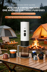 Portable 3-in-1 Wireless Espresso Coffee Maker for Car Home Camping