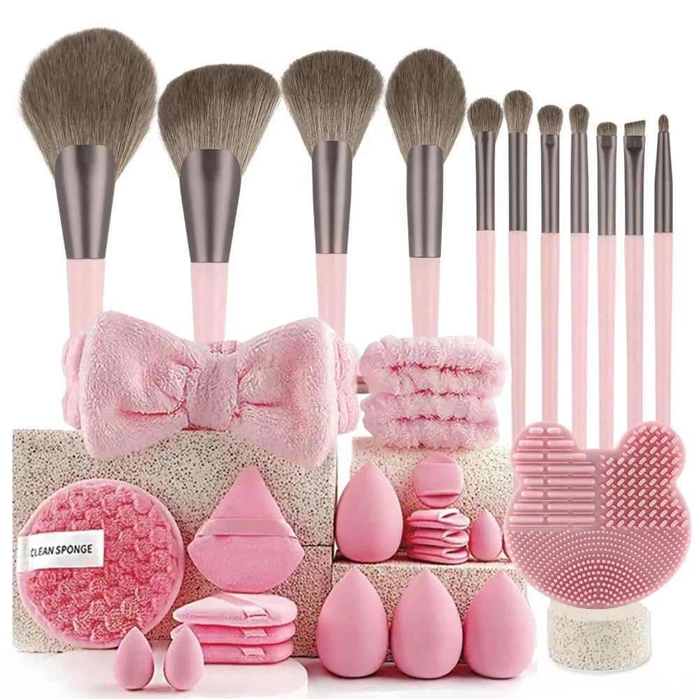 Pink Makeup Brush Set 20/40 Pieces with Beauty Blender - Gift Ready