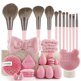 Pink Makeup Brush Set 20/40 Pieces with Beauty Blender - Gift Ready