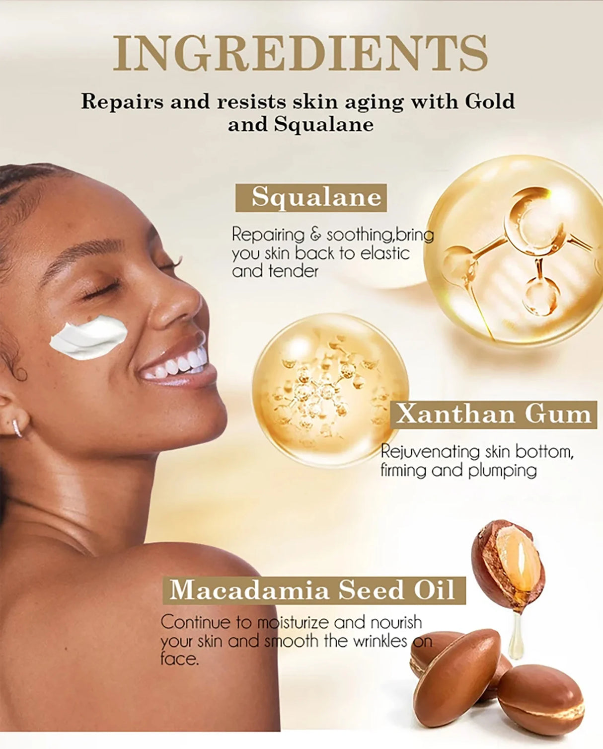 Whitening Anti-Wrinkle Face Cream with Collagen and Hyaluronic Acid, 50ml