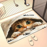 Kitten-Themed Anti-Slip Door Mat - Easy to Clean Home Decor