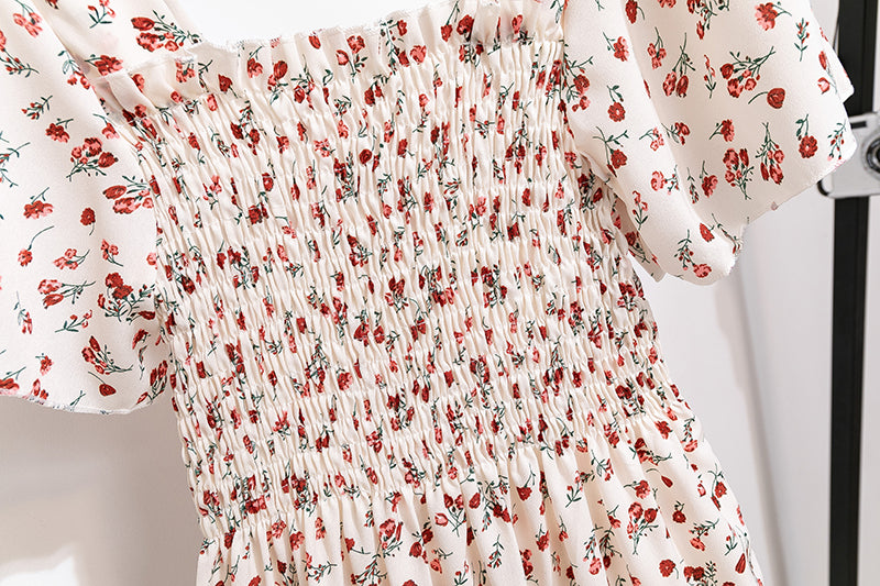 Chiffon Midi Dress for Women | Floral Print | Short Sleeve | Casual Wear