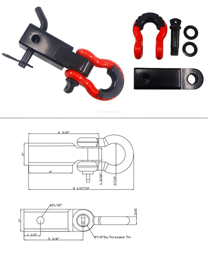 Heavy Duty Tow Hitch Receiver 2" 35,000 Lbs 16 Ton Break Strength Off-Road