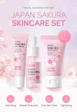 Sakura Skin Care Set - Facial Cleanser, Cream, Serum, Toner - Moisturizing Kit