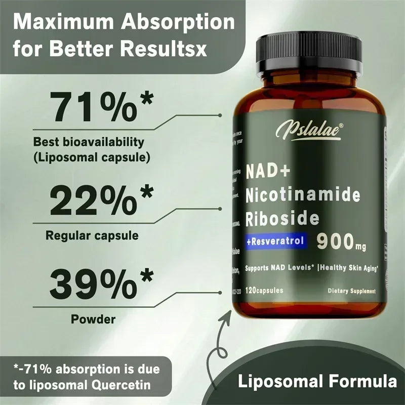 NAD+ Nicotinamide Riboside with Resveratrol - 120 Capsules for Energy Support