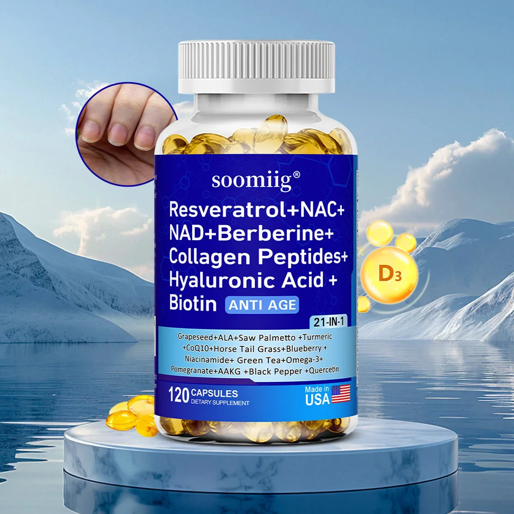 21-in-1 Cell Vitality Supplement with Resveratrol, Collagen, Turmeric