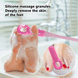 Comfort Silicone Brush Long Handle Soft Rubber Toe Gap Brush for Foot Care