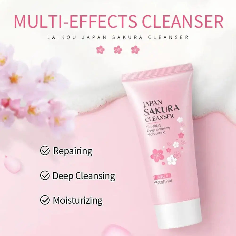 Sakura Skin Care Set with Cleanser, Serum, Eye Cream, Facial Cream - Travel Kit