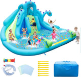 Dinosaur Inflatable Bounce Park with Slides and Splash Pool, Wet & Dry Combo