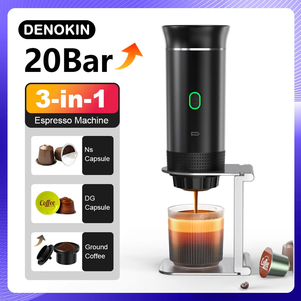Portable Espresso Coffee Maker 3-in-1 for Car & Home Camping Travel