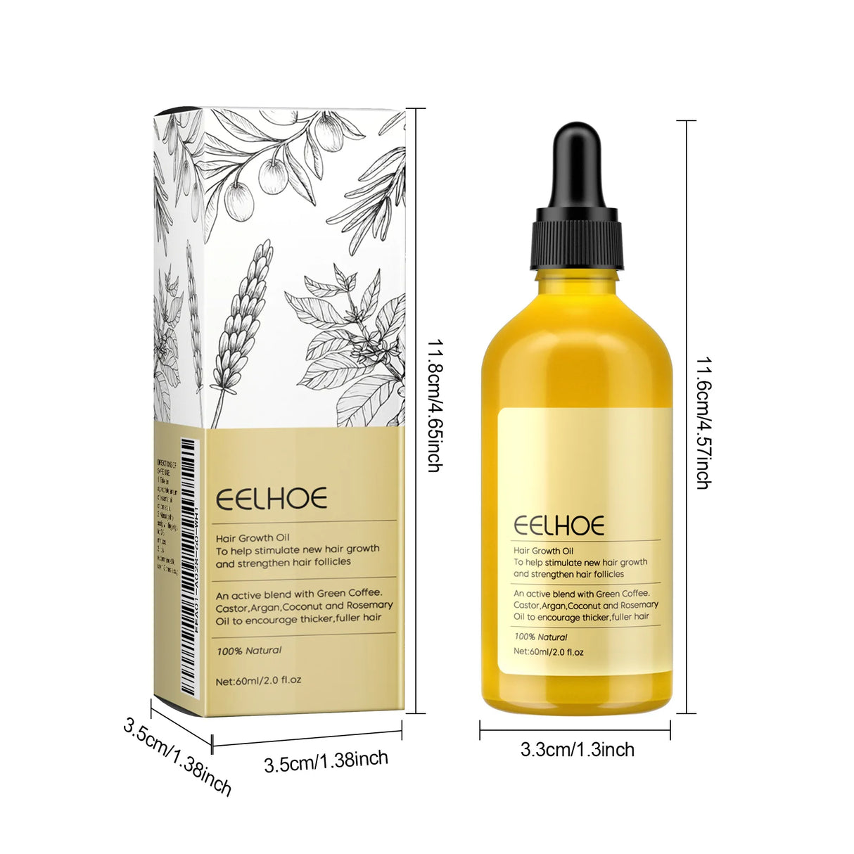 Natural Hair Growth Oil Serum - 1/2/3pcs Rosemary Anti Hair Loss Treatment