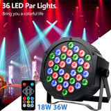 RGB LED Par Lights 36W 9 Modes Sound Activated Remote Control for Events