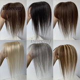 Human Hair Topper Hair Pieces 8-14 Inch Straight with Thinning Bangs