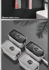 Automatic Toothpaste Dispenser Wall-Mounted Squeezer Toothbrush Holder Rack