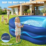 Inflatable Pool with Seats & Headrest, Oversized 90x90x20, Durable PVC