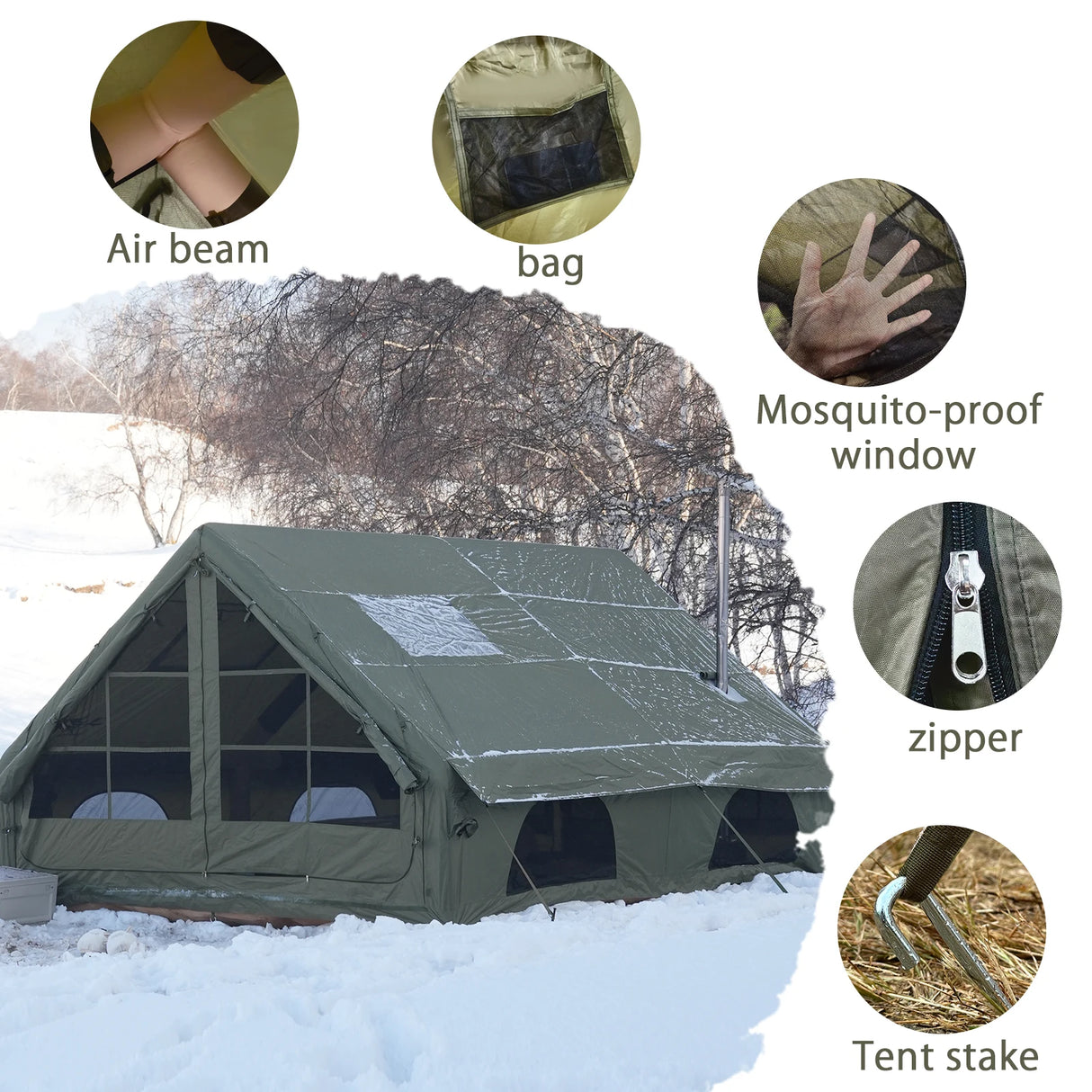 Inflatable Camping Tent for 4-8 Persons, Waterproof with Carry Bag