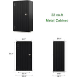 Lockable Metal Storage Shed 22-Foot Outdoor Tool Cabinet, Black