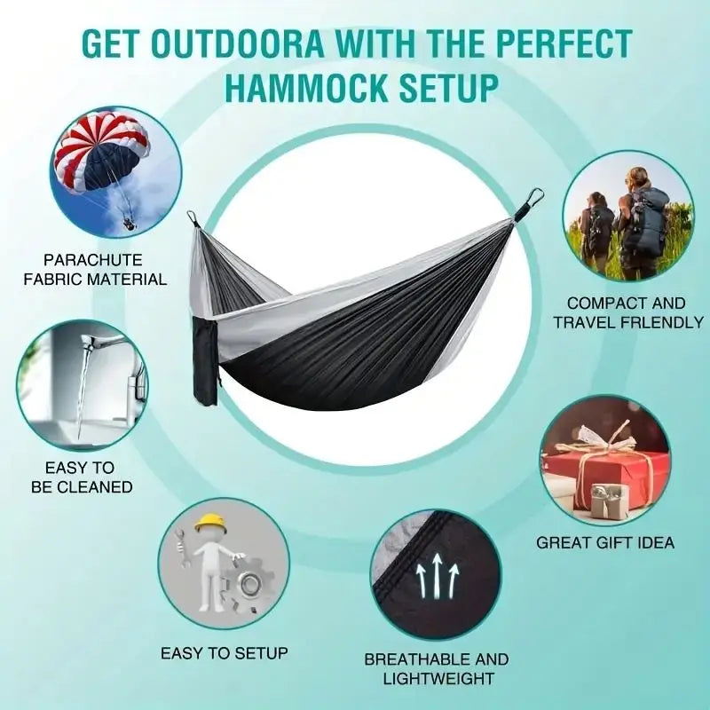 Portable Double Camping Hammock - Anti-Rollover for Outdoor Use