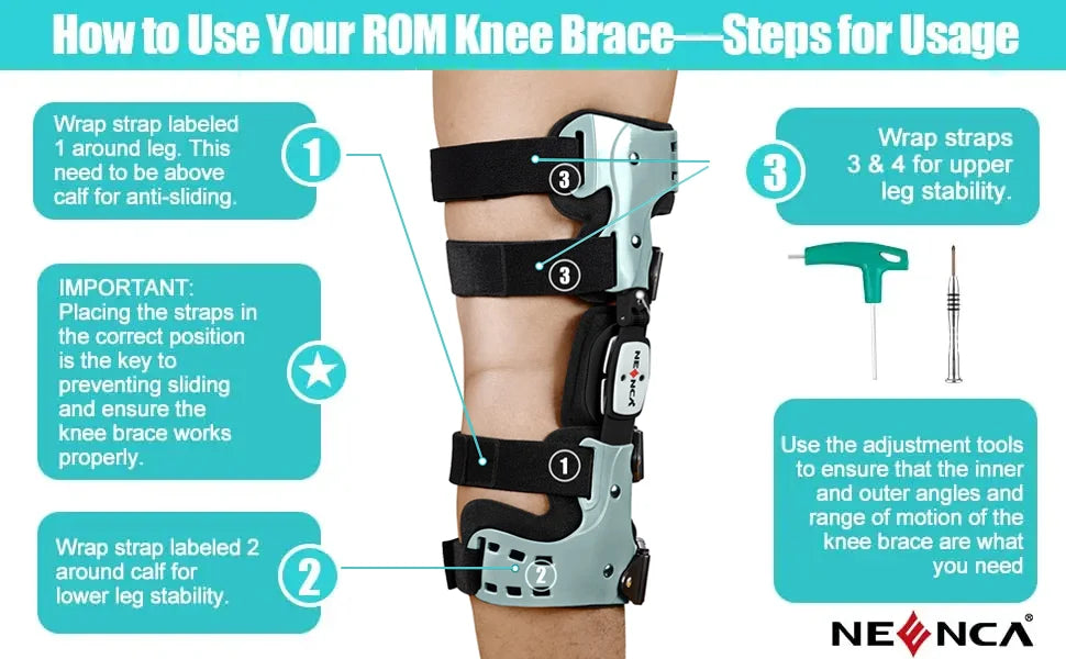 NEENCA Adjustable Hinged Knee Brace with Stabilizing Support - Unisex