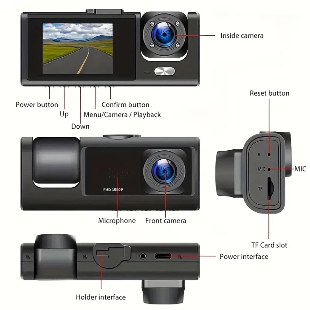 1080P Dash Cam WiFi Front & Rear Camera with Night Vision for Cars