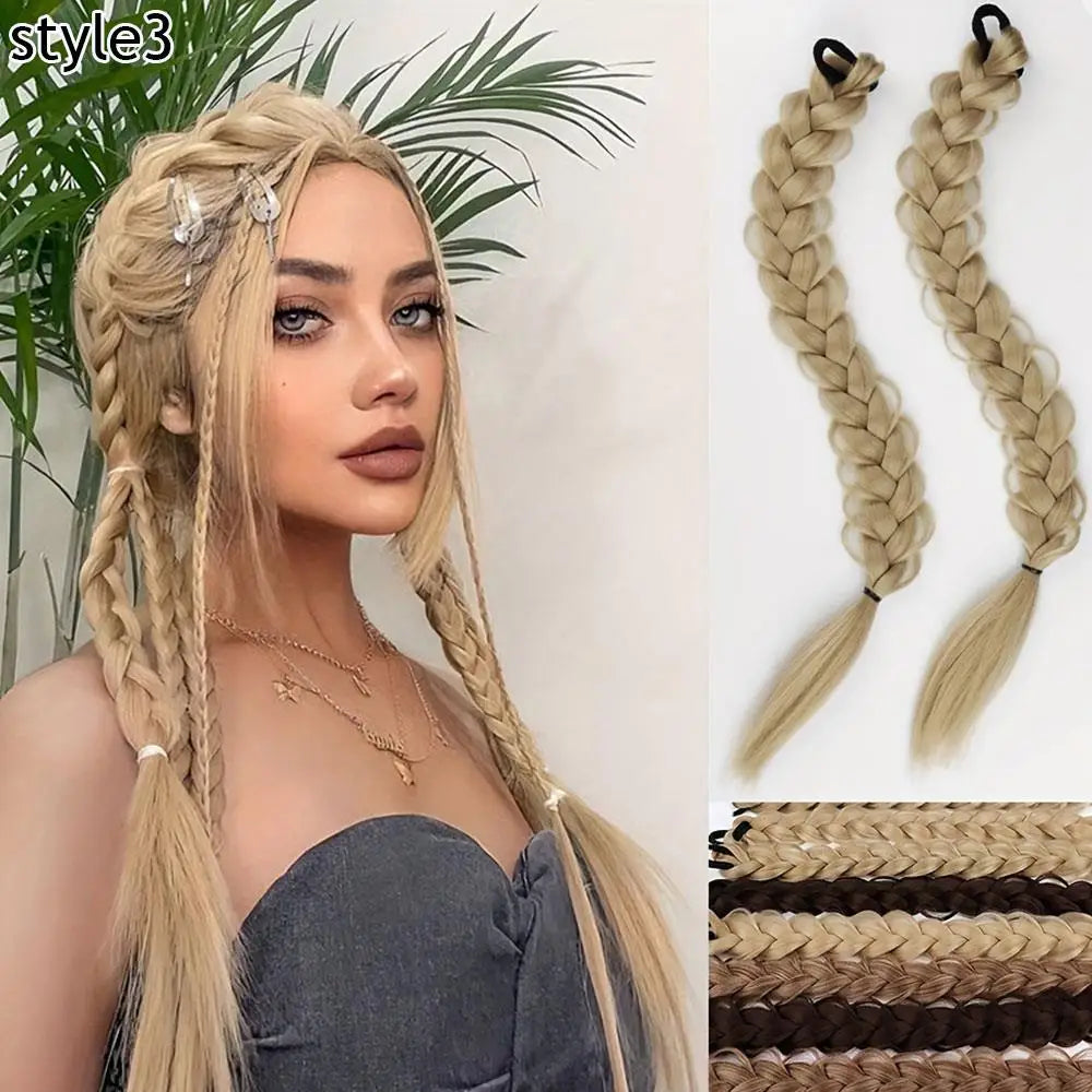 Braided Synthetic Hair Ponytail Extension with Elastic Band - Daily Use