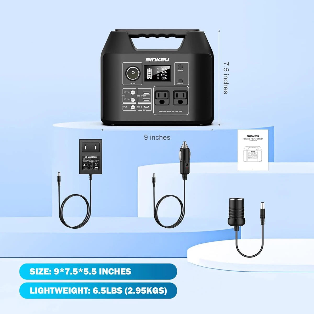 Portable Power Station 300W Solar Generator Power Bank for Camping RV CPAP