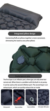 Inflatable Camping Mattress Pad with Pillows - Ultralight Air Mat