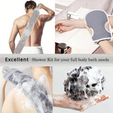 Exfoliating Bath Set 3pcs - Loofah Sponge, Bath Glove & Washcloth Towel