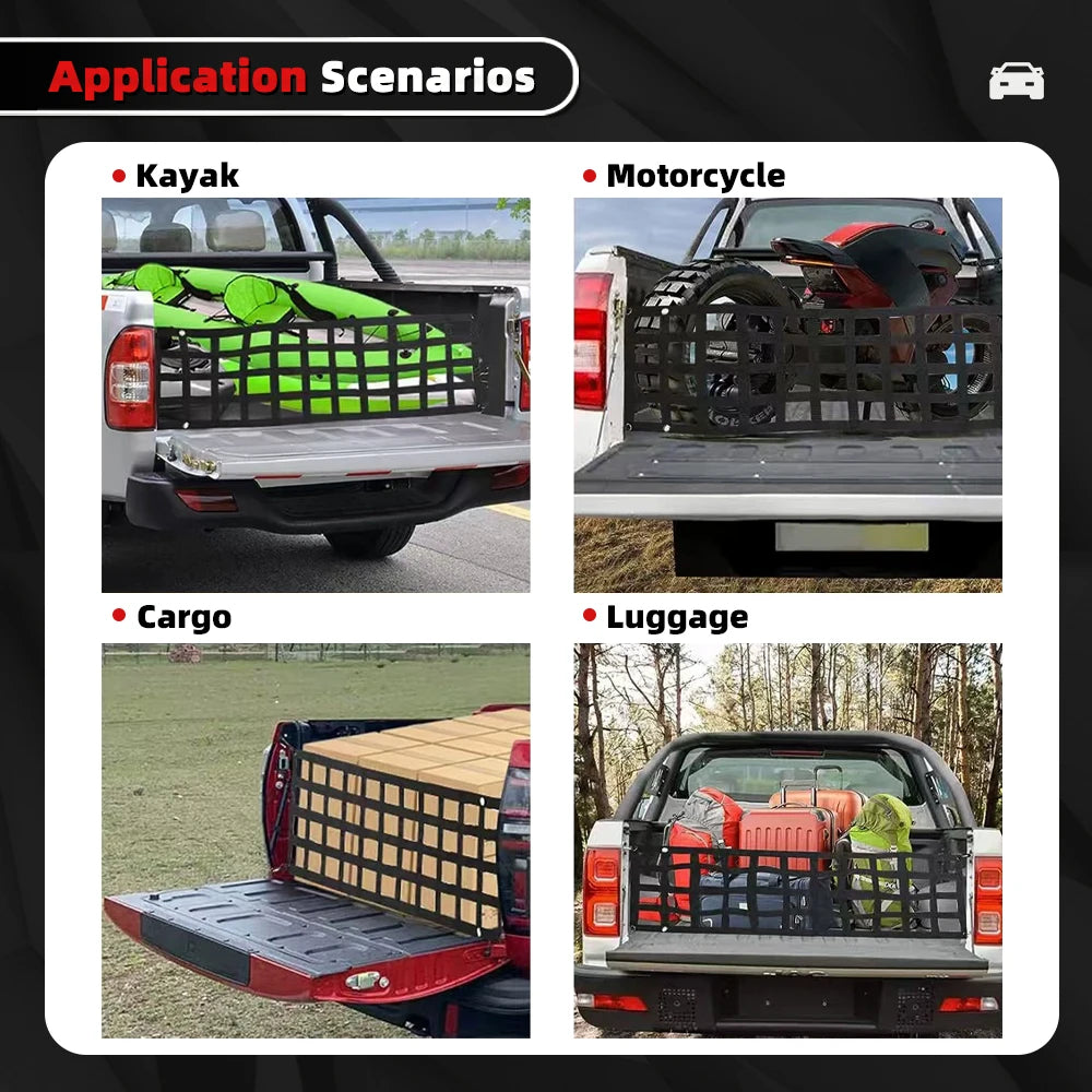Heavy Duty Tailgate Cargo Net 60"x18" for Truck, SUV, Van, Motorcycle