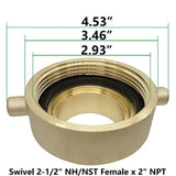 Brass Hose Adapter 2-1/2" NH x 2" NPT Fire Fighting Equipment